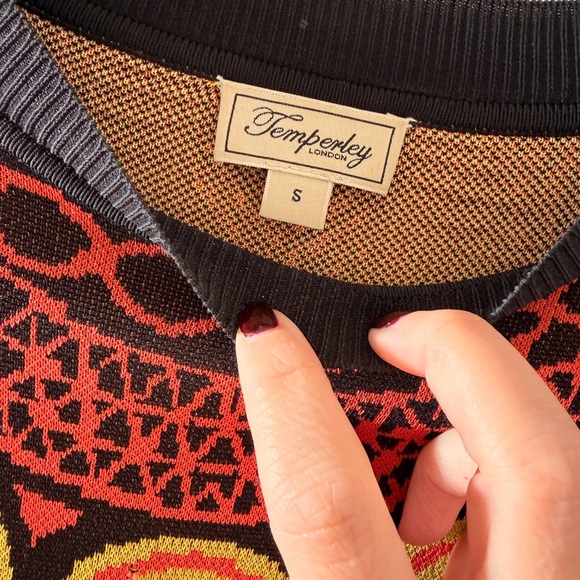 Temperley London Orange and Black Patterned Long Sleeve Dress - Picture 3 of 8